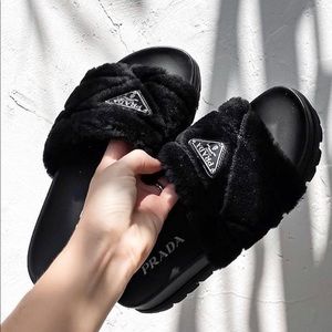 Prada Shearling Slides